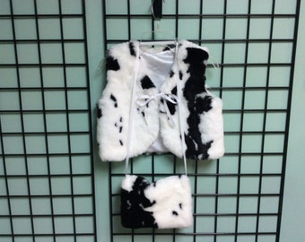 Butterfly Rabbit faux fur vest and nand muff