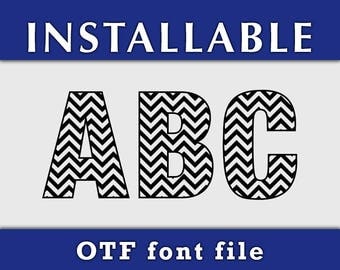 Chevron Font, Installable font, True Type font, OFT font, Patterned font, Cricut fonts, Silhouette fonts, Sure cuts a lot, Scan n cut