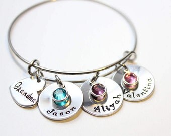grandma bracelet, grandma jewelry, grandma name necklace, grandmother bracelet, grandmother bangle, personalized grandma bracelet, name
