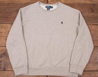 Mens Vintage Polo Ralph Lauren Jumper Sweatshirt Grey XL 48” R4982