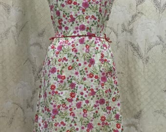 Vintage 1950s Floral Day Dress, Floral Wiggle Dress