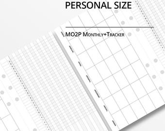 Personal Size Month on Two Page Monthly Planner Insert/Monthly Tracker/Undated /Printable