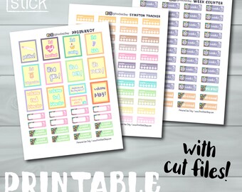 Pregnancy Planner Stickers - Printable Stickers - Pregnancy Tracker for Erin Condren and Others - With Cut Files!