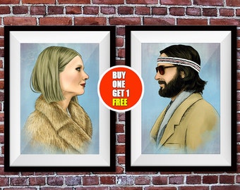 The Royal Tenenbaums artwork, The Royal Tenenbaums, Wes Anderson prints , Bill Murray, Gwyneth Paltrow