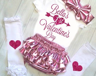 1st Valentines Day Outfit, Baby Girl Valentines Outfit, Newborn Valentines Outfit, Baby's 1st Valentines, Baby Girl Valentine's Day Outfit