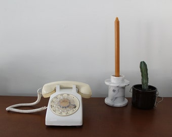 Vintage White Rotary Desk Telephone / Western Electric / Mid Century Office / Photo or Movie Prop