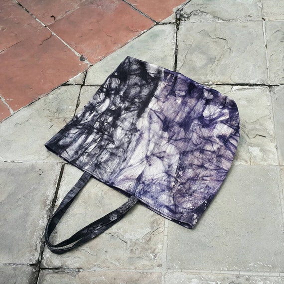 Twilight Baby Elephant - black and blue oversized canvas tote bag by Canzone