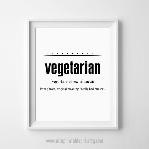 Vegetarian Definition Poster Printable Definition Kitchen
