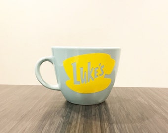 1- Gilmore Girls inspired Luke's Mug with Vinyl Logo Decal