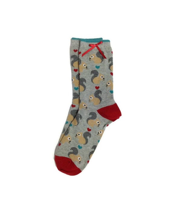 Squirrel Socks Womens Socks Animal Socks Fun Funny Socks