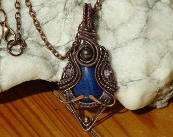 LAPIS LAZULI Healing Pendant / Wire Wrapped pendant / wire wrapped jewelry / Healing Pendant / Bohemian jewelry / Steampunk