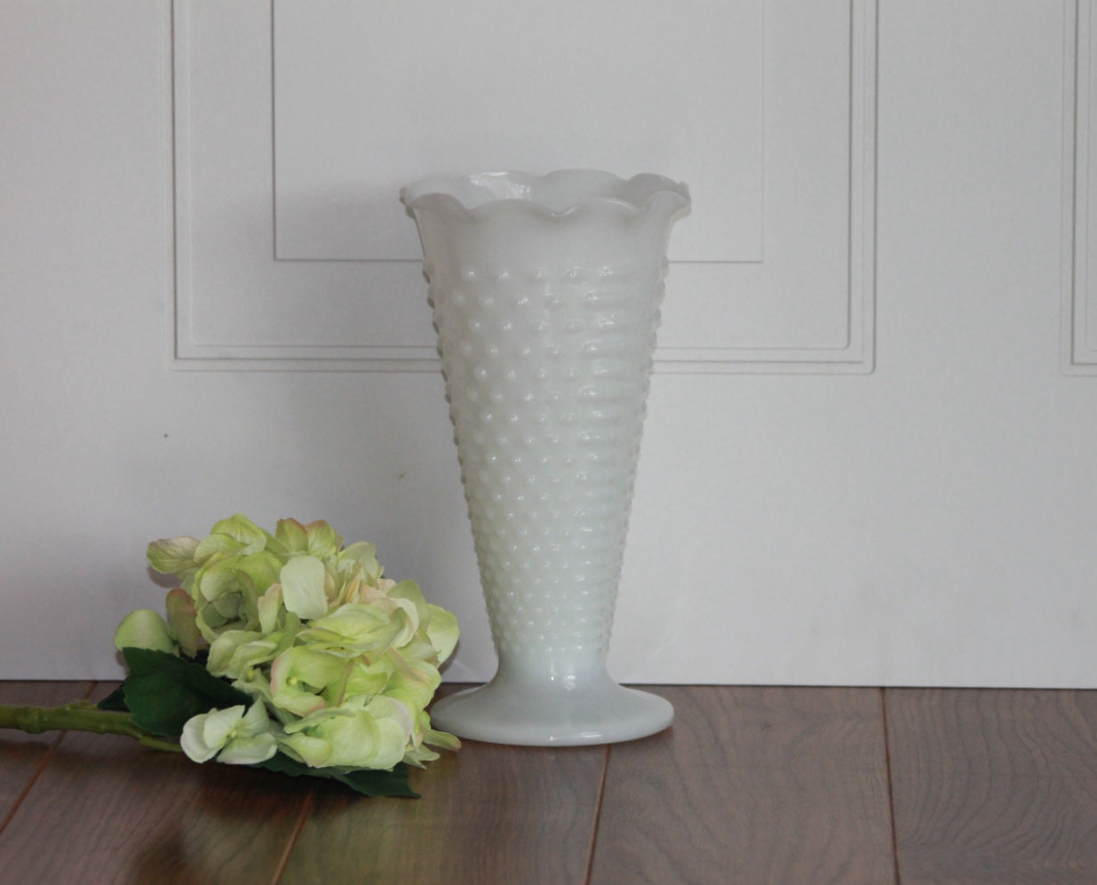 Vintage Milk Glass Hobnail Vase Large Milk Glass Vase