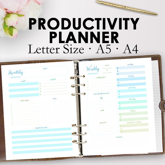 Productivity Planner PDF Printable Productivity Planner for