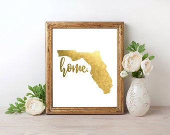 Florida Home Gold Foil Print FREE US SHIPPING