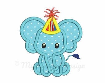 Elephant embroidery - Elephant Applique Birthday Embroidery Design Machine embroidery file pes hus jef vip vp3 xxx dst exp INSTANT DOWNLOAD