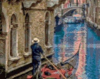 Venice Gondola Cross Stitch pattern PDF - Instant Download!