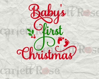 Baby's First Christmas 2016 SVG cutting file clipart in svg, jpeg, eps and dxf format for Cricut & Silhouette - Instant Download