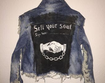 Ripped denim jacket Etsy