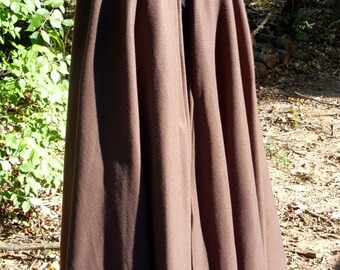 Dark Brown Long Cloak - Full Circle Fleece Medieval Renaissance Hooded Cloak - Costume Cape with hood