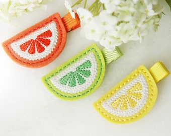 Newborn Summer Hair Clip | Lemon Hair Clip | Lime Hair Clip | Orange Hair Clip | Summer Feltie | Fruit Hair Clip | Toddler Hair Clip