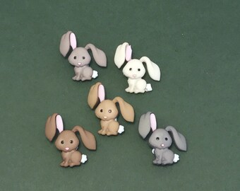 Rabbit Buttons - Dress it Up Hop Hop Buttons - Easter Bunny - Cute Bunny Buttons - Animal Crafts - Woodland Animal Embellishment