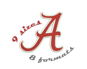 9 Sizes Alabama Crimson Tide Inspired Machine Embroidery Designs in 8 formats and 9 sizes