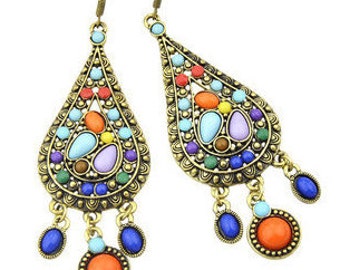 Multi Coloured Bohemian Chandelier Earrings EA6010i