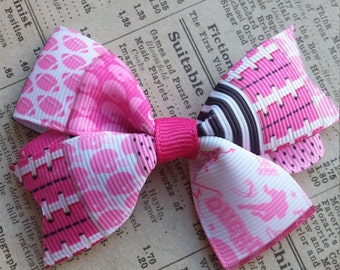 Pink Football Hair Bow, girls hair bows, hair accessories, football party favors, cute hair, sports hair bows, football party, loot bag