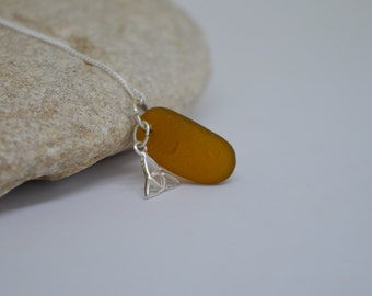 Seaglass Necklace,Sterling Silver Necklace,Brown Sea Glass,Northumbrian Sea Glass, Seaglass Jewelry,Pendant,Handmade Jewllery,Jewellery Gift