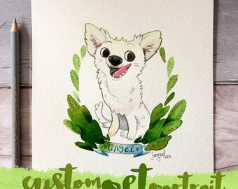 Custom watercolor Pet Portrait, pet Illustration, dog portrait, cat portrait, pet watercolour, pet owner gift, couple gift, pet portrait