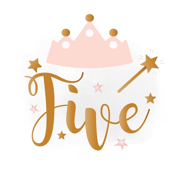 5th Birthday SVG clipart baby girl Birthday crown Birthday