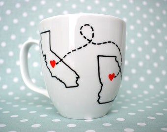 Long distance relationship mug, long distance friendship, state to state mug, long distance, distance love, personalized, custom mug