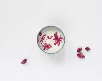 Rose Soy Candle - Scented Candle - Handmade Natural Soy Candle - 8 oz Tin Soy Candle - Natural Candle - Soy Wax Candles - Bridesmaid Gift