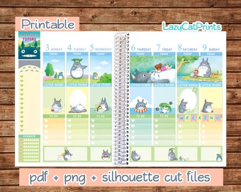 Totoro Printable Planner Stickers / Erin Condren Planner Stickers / Weekly Planner Sticker Kit / Silhouette Cutfiles / Download