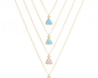 Dainty Opal Necklace, Opal Choker, Gemstone Choker, Delicate Necklace, Minimalist Jewelry, Layering Necklace, Thin Gold Chain, 14kt Gold Fil