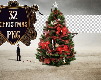 Christmas Overlays Winter Tree PNG Santa Lights Backdrop Overlay Photo Magic Photoshop Digital Wedding