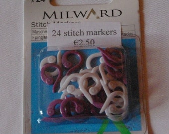 24 stitch markers for knitting or crochet
