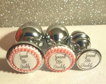 Mature/Adult Custom Handmade Spank Me Daddy! Small Medium Or Large. BDSM DDLG Silver Anal Buttplug Plug suitable for Princess or Little.