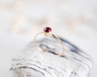 Garnet Ring | January Birthstone | 14K Gold Filled | Stacking Ring | Minimalist Ring | Gift For Her