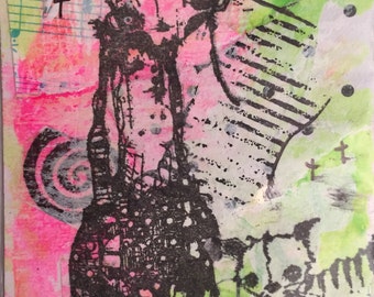 Goth ACEO - Creature ACEO - Art Brut - Fantasy Art - Whimsical ACEO