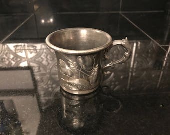Unique Belmont Plate Company Triple Silver Plate Floral Etched Baby Cup