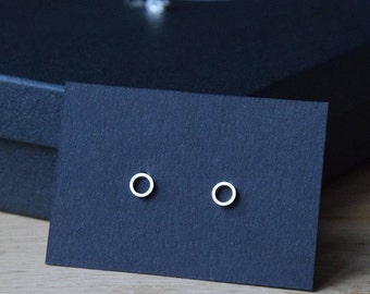 Delicate Tiny Circle Stud Earrings - Silver Stud Earrings - Sterling Silver - Handmade - Good Gift For Birthday / Any Occasion