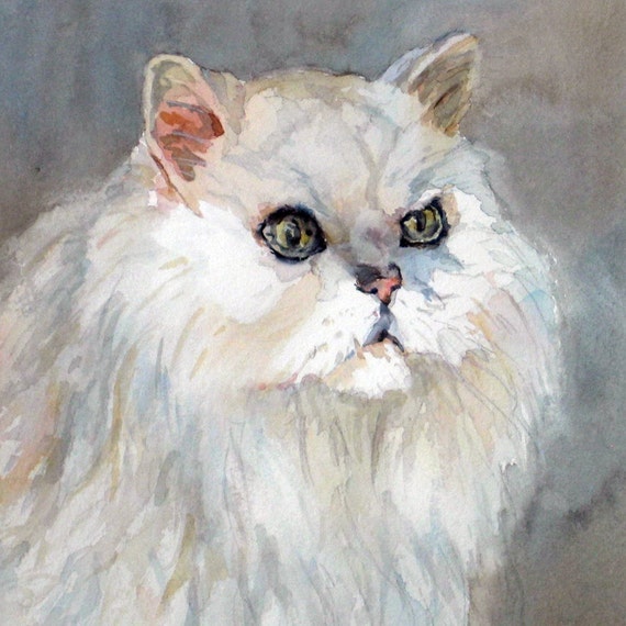 Persian Cat Print//Persian Cat watercolor//pair of cats