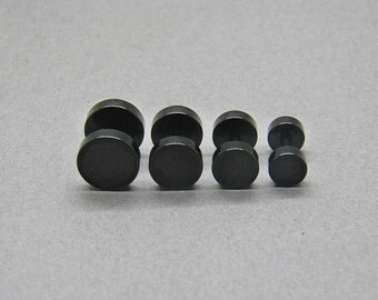 Black fake plug in different size round cartilage earring ear fake plugs helix ear piercing surgical steel men ear studs men jewerly