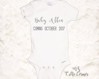Baby Announcement onesie Baby coming soon onesie Pregnancy announcement gift pregnancy reveal