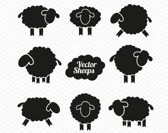 Sheep bundle Silhouette- Cricut Explore- Sheep dxf, png, eps, svg- for Commercial use- Instant Download- Silhouette cameo- Vinyl Clipart