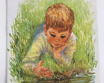 Image result for boy with frog illustration