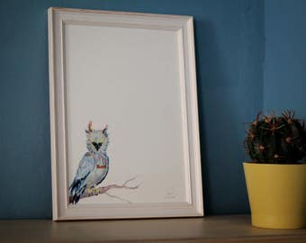 screaming feminist harpy eagle, feminism poster, cute owl, feminist gift, girls bedroom decoration, best friend gift, watercolor, art print