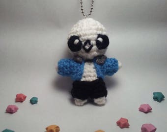 Crochet Sans from Undertale Keychain - Undertale Plushie, Sans Plushie, Undertale Sans, Sans Keychain, Skeleton Doll, Skeleton Plush, Gamer