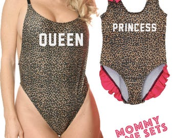 Queen Princess Bathing Suit Princess Bathing Suit Mommy And Me Swim Set Queen Bathing Suit Cheetah Swimsuit Cheetah Print Swimsuit